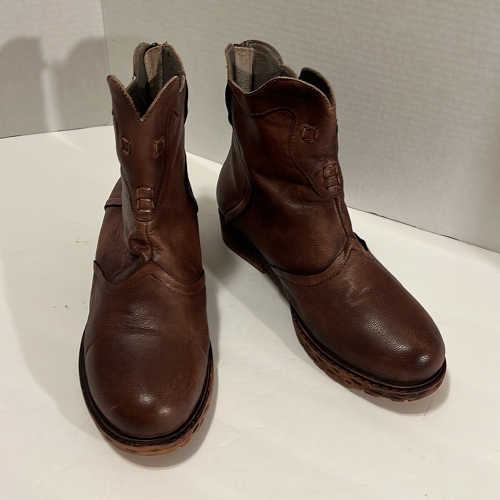 Socofy Coffee Brown Ankle Boots Size 10